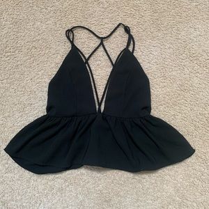 Urban outfitters cropped black peplum too with zipper